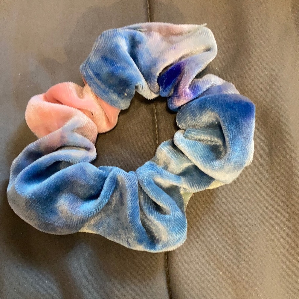 blue pink and purple soft scrunchie
